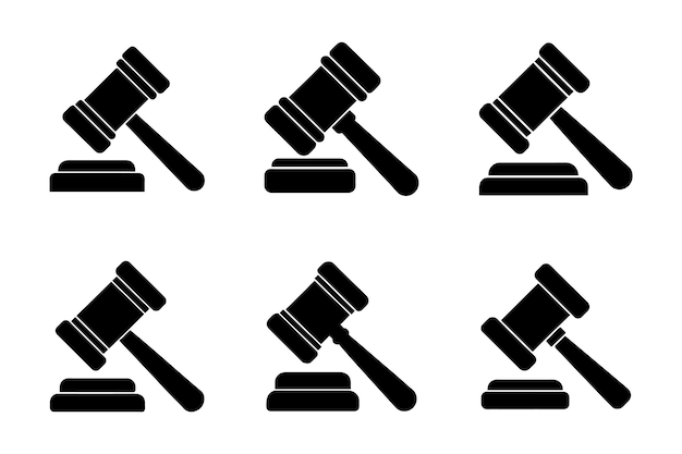Conjunto de diseños de íconos de la ley de martillo en estilo vectorial