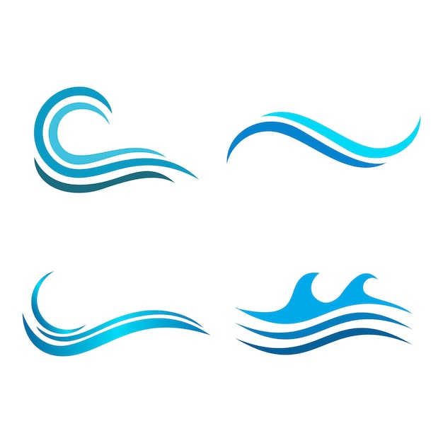 Conjunto de diseños de iconos de logotipos de olas de agua