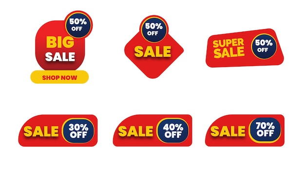 Conjunto de diseños de iconos Precio especial Porcentaje de descuento Símbolos de descuento