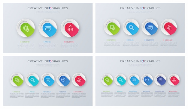 Conjunto de diseños de infografía minimalista contemporáneo.