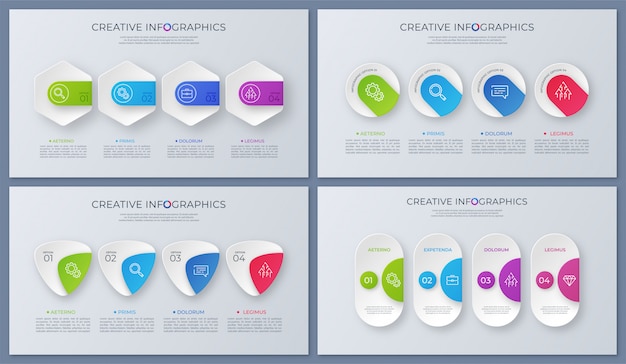 Conjunto de diseños de infografía vectorial contemporánea, plantilla, gráficos