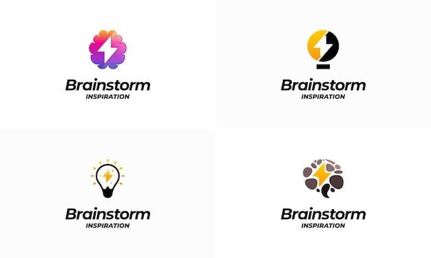 Conjunto de diseños de logotipo brainstorm vector de concepto vector de plantilla de símbolo de logotipo de inspiración de idea