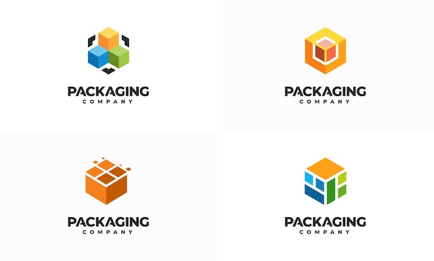 Conjunto de diseños de logotipo de embalaje vector de concepto Plantilla de logotipo de entrega Vector de icono de símbolo de logotipo de carga rápida