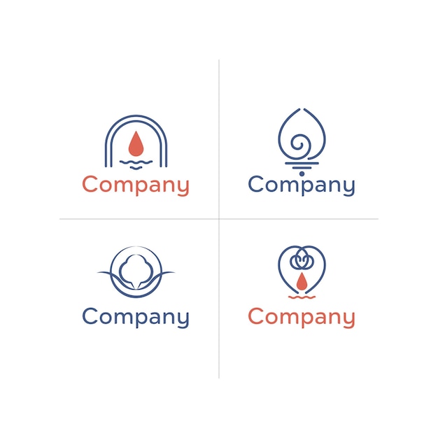 Conjunto de diseños de logotipo de empresa de línea mínima