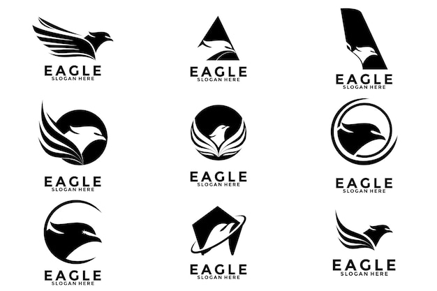 Conjunto de diseños de logotipos de águila Colección vectorial de logos de águila