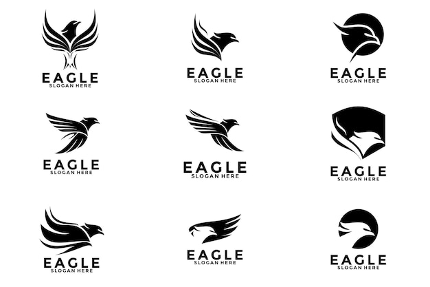 Conjunto de diseños de logotipos de águila Colección vectorial de logos de águila