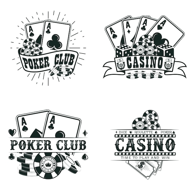 Conjunto de diseños de logotipos de casino Vintage