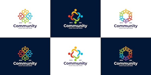 Conjunto de diseños de logotipos comunitarios para equipos y grupos