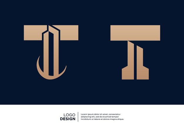 Conjunto de diseños de logotipos de edificios con la letra inicial T