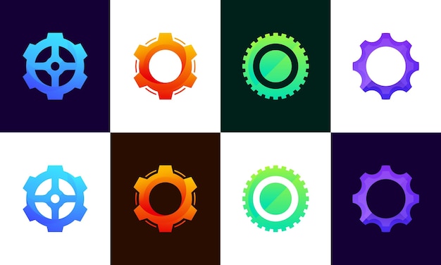 Conjunto de diseños de logotipos de engranajes Vector de plantilla Símbolo de logotipo mecánico Plantilla de icono de símbolo de logotipo
