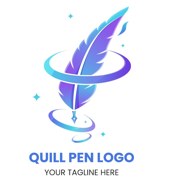 Conjunto de diseños de logotipos de firma de pluma dorada plantilla de logotipo de tinta de pluma minimalista