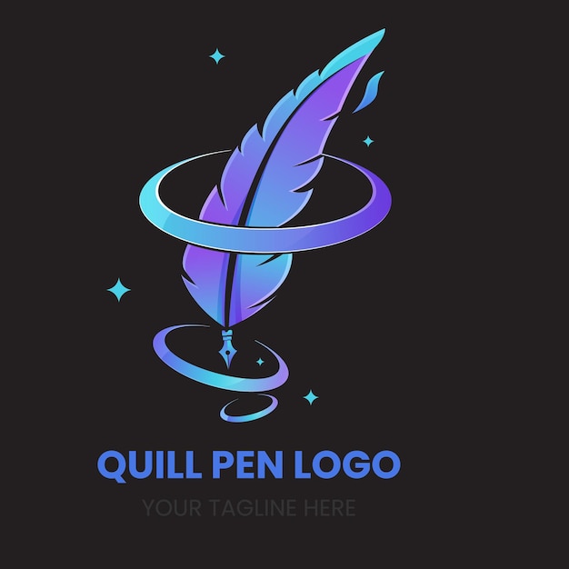 Vector conjunto de diseños de logotipos de firma de pluma dorada plantilla de logotipo de tinta de pluma minimalista