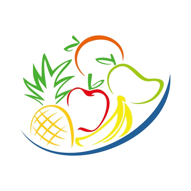 Vector conjunto de diseños de logotipos de frutas, signos y símbolos de alimentos saludables