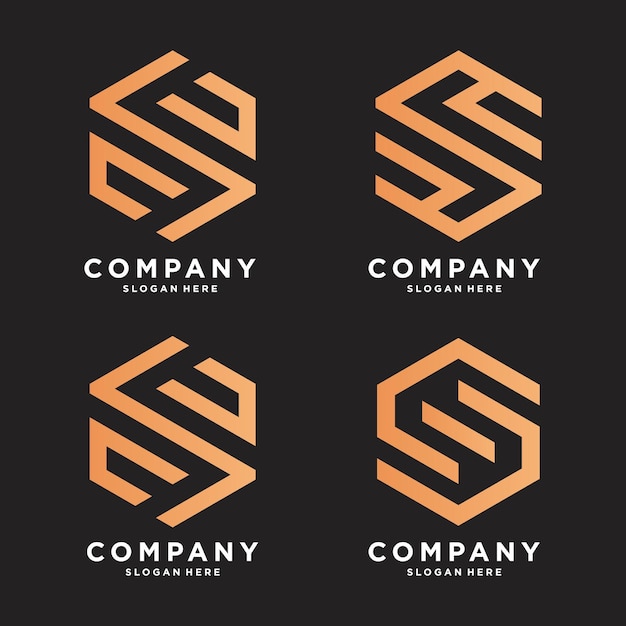Conjunto de diseños de logotipos geométricos abstractos para la marca y la identidad empresarial
