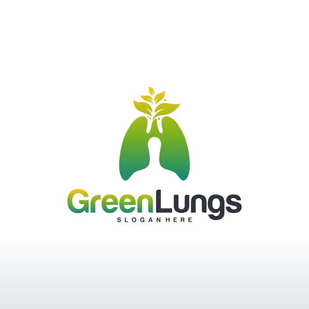 Conjunto de diseños de logotipos green lung care vector, vector de concepto de logotipo eco lungs, plantilla de logotipo lungs health