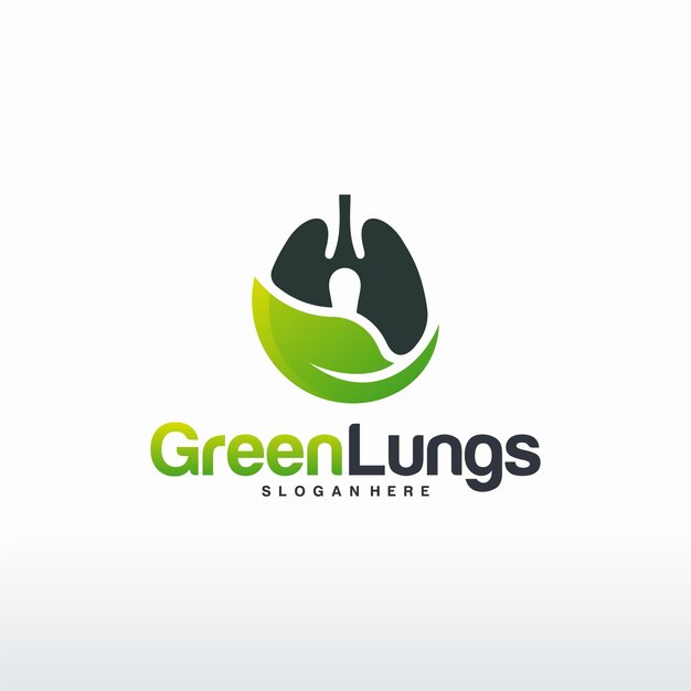 Conjunto de diseños de logotipos Green Lung care vector, vector de concepto de logotipo Eco Lungs, plantilla de logotipo Lungs Health