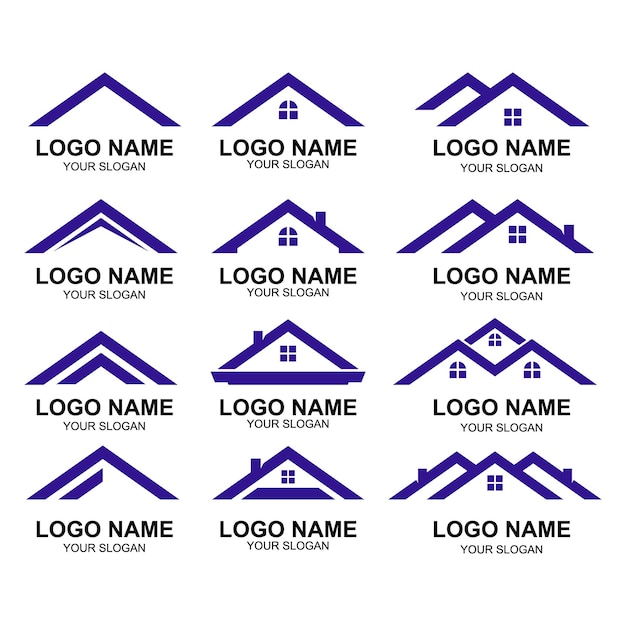 Conjunto de diseños de logotipos inmobiliarios