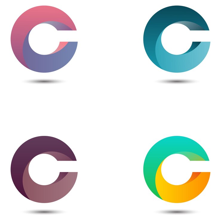 Vector conjunto de diseños de logotipos de la letra c con estilo de gradiente
