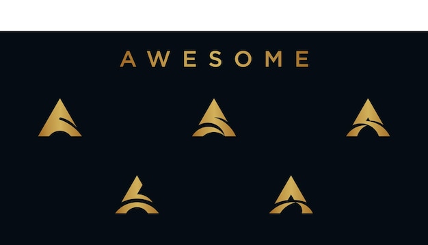 Conjunto de diseños de logotipos de la letra A con concepto creativo Premium Vector
