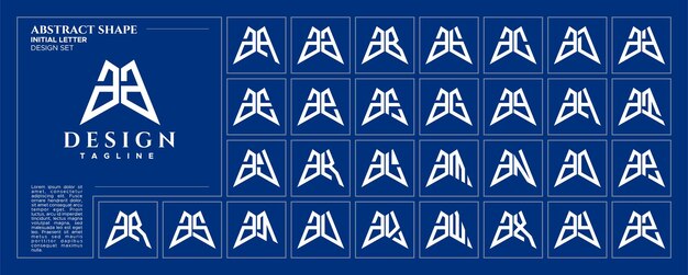 Conjunto de diseños de logotipos modernos abstractos con la letra inicial minúscula A AA