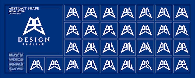 Conjunto de diseños de logotipos modernos abstractos con la letra inicial en minúscula E EE