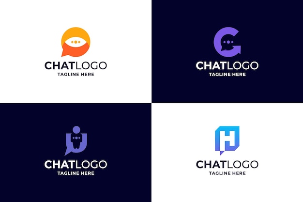 Conjunto de diseños de logotipos de tecnología de chat