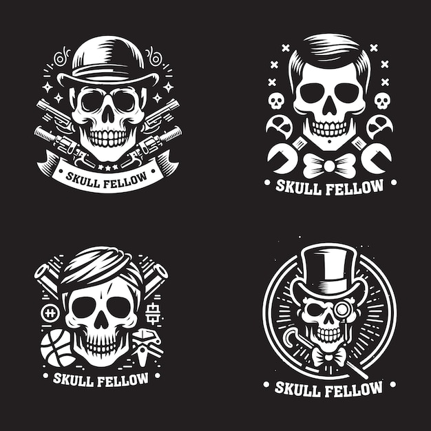 conjunto de diseños de logotipos de vectores de cráneos