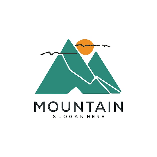 Conjunto de diseños de logotipos vectoriales de montañas y aventuras al aire libre