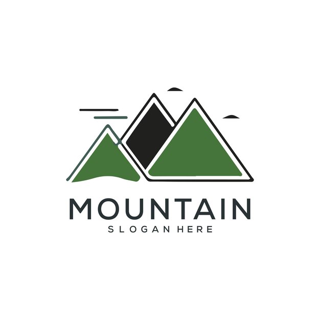 Conjunto de diseños de logotipos vectoriales de montañas y aventuras al aire libre