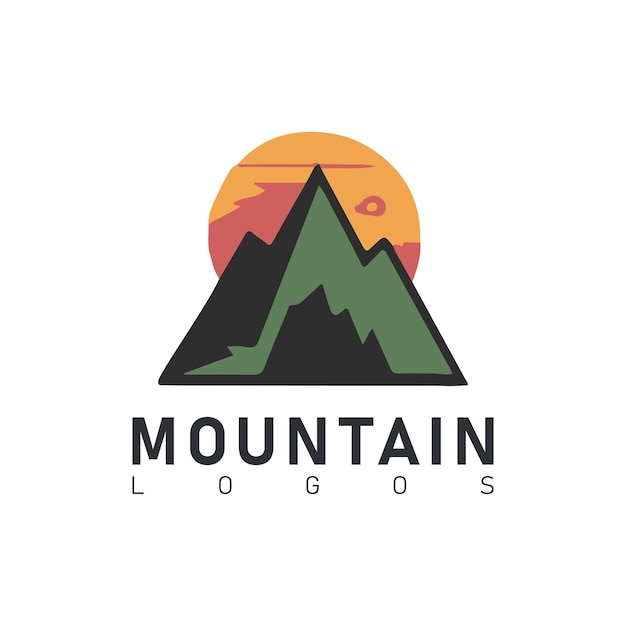 Conjunto de diseños de logotipos vectoriales de montañas y aventuras al aire libre