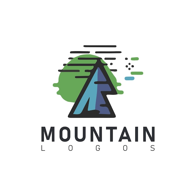 Conjunto de diseños de logotipos vectoriales de montañas y aventuras al aire libre