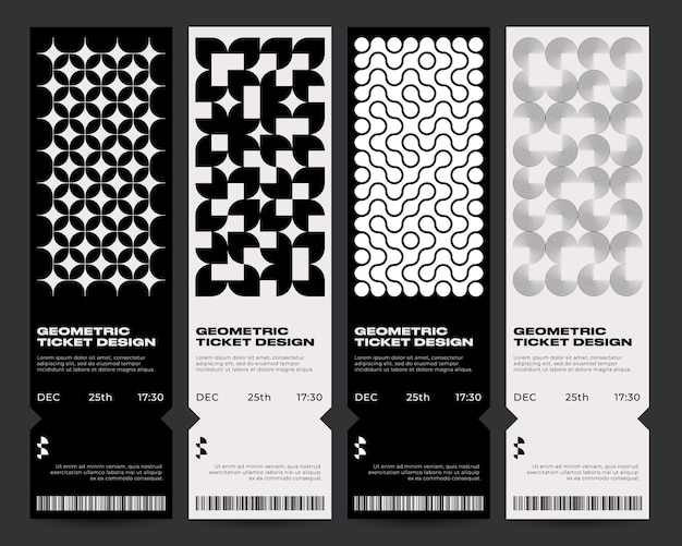 Conjunto de diseños minimalistas geométricos para entradas de eventos