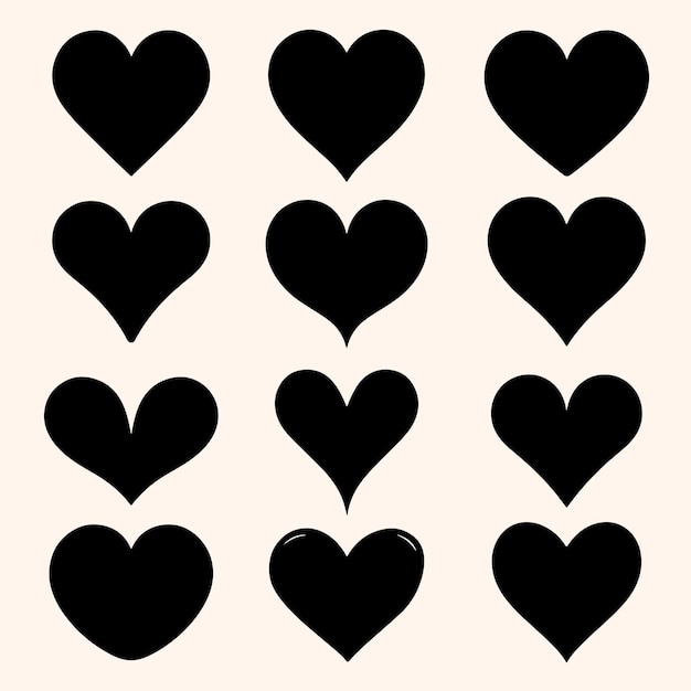 Conjunto de diseños con patrón de corazón negro