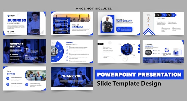 conjunto de diseños de plantillas de diapositivas de presentaciones creativas de PowerPoint para negocios