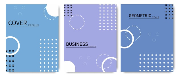 conjunto de diseños de portada geométricos mínimos y de moda de fondo abstracto azul y cian con simple