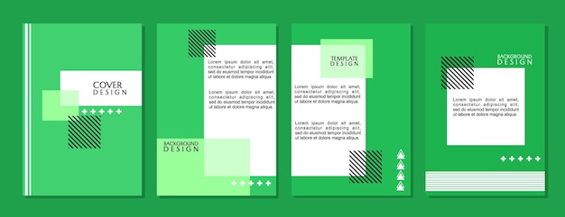 Conjunto de diseños de portada de página de color verde abstracto fondo geométrico moderno y mínimo