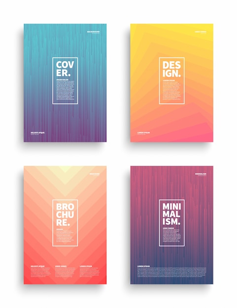 Conjunto de diseños de portadas de folletos.