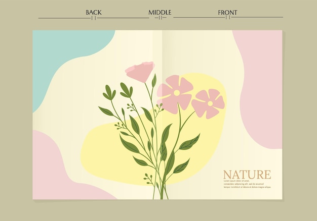 conjunto de diseños de portadas de libros con decoraciones florales dibujadas a mano. fondo de follaje elegante y simple.