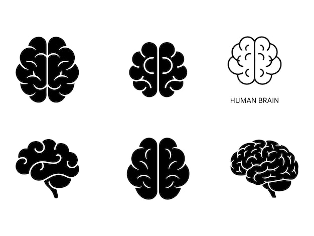 Conjunto de diseños vectoriales del logotipo de Brain Black