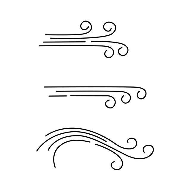 Conjunto de diseños de viento de línea Signo y símbolo del elemento de la naturaleza