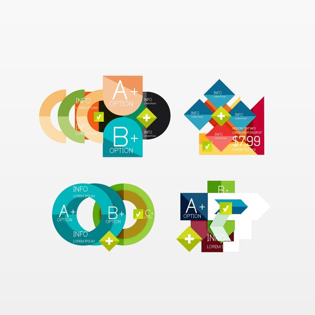 Conjunto de diseños web de infografía geométrica moderna