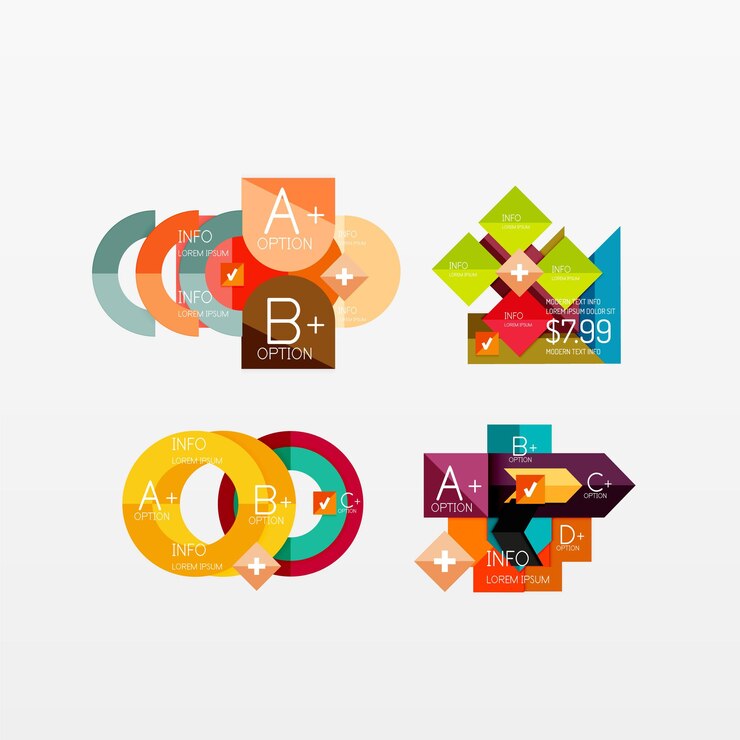 Vector conjunto de diseños web de infografía geométrica moderna