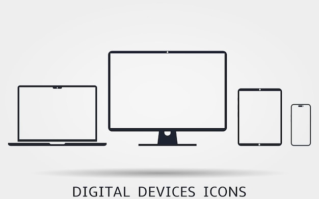 Conjunto de dispositivos digitales de diseño web receptivo