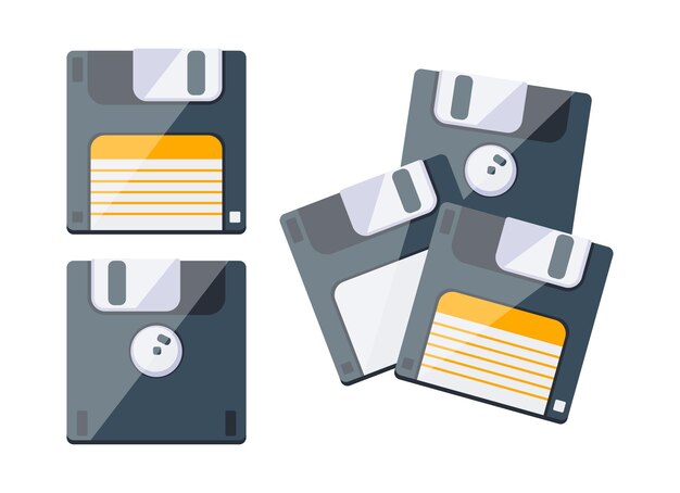 Conjunto de disquetes magnéticos retro para el almacenamiento de datos informáticos
