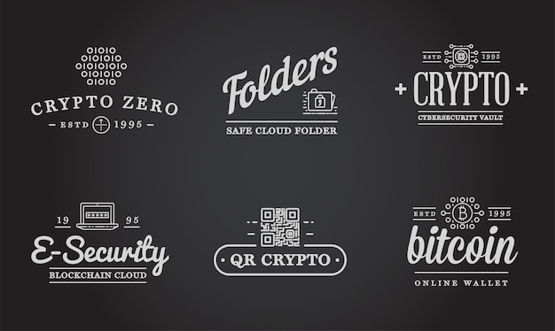 Conjunto de distintivos y signos de identidad de seguridad cibernética vectorial que se pueden utilizar como logotipo