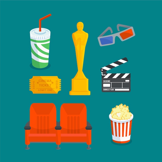 Conjunto de diversas cosas de entretenimiento de cine, s