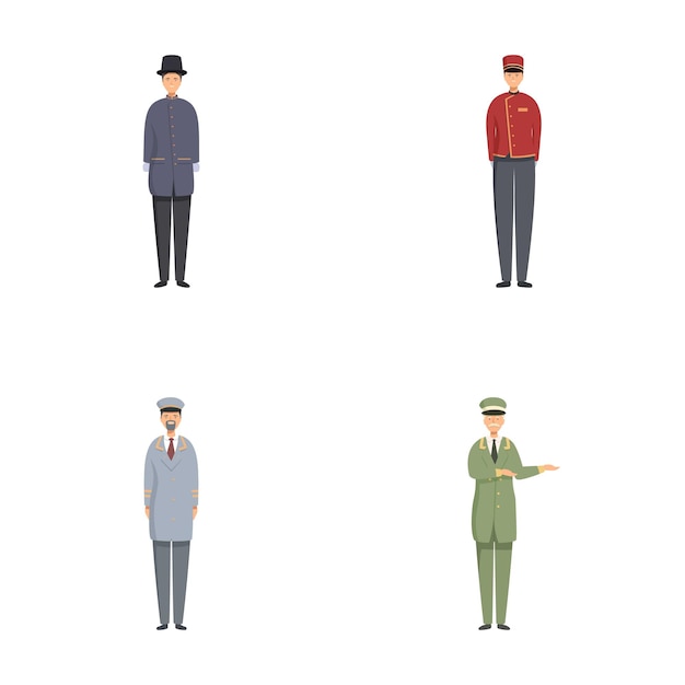 Conjunto de diversas ilustraciones vectoriales de profesionales uniformados