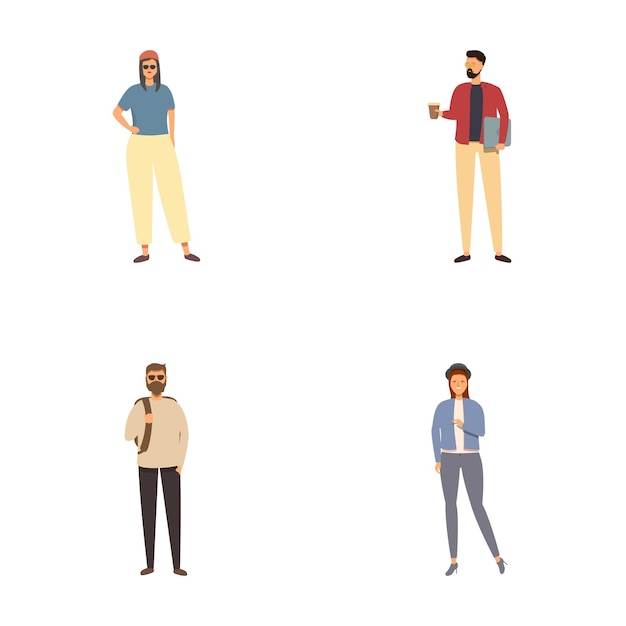 Un conjunto diverso de ilustraciones de personas casuales