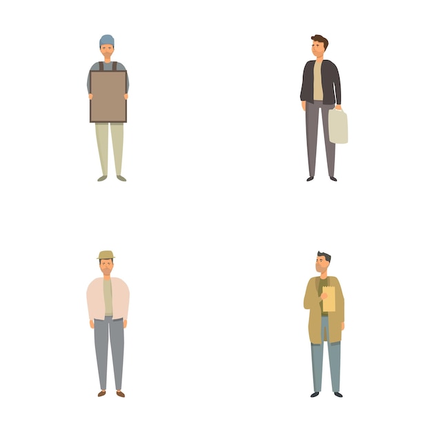 Conjunto de diversos hombres de dibujos animados en diferentes trajes