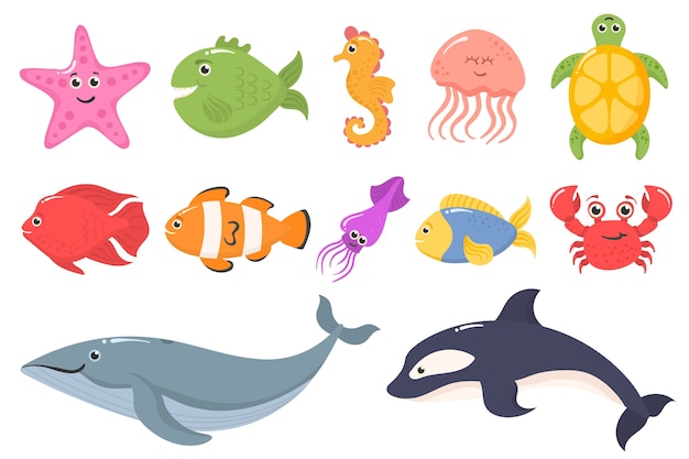 Vectores e ilustraciones de Animales acuaticos animados para descargar  gratis | Freepik